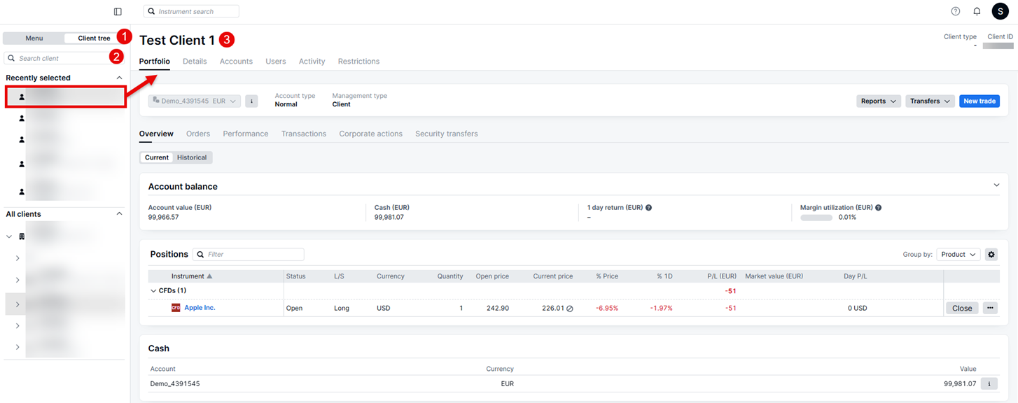 Individual client locator