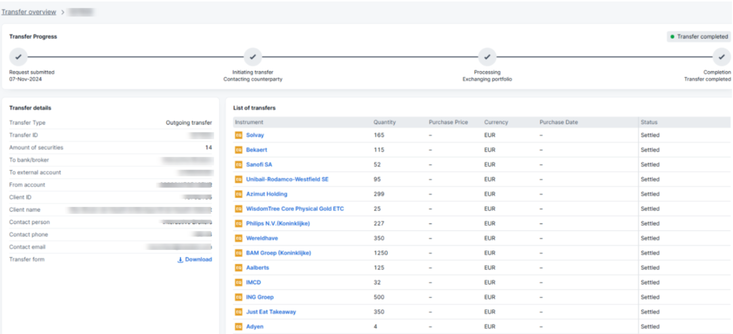 Transfer request details