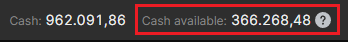 Where to view cash available